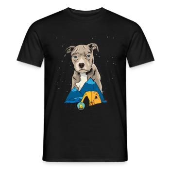 Pit Bull Terrier Pitbull Camping Camping Gift - Men's T-Shirt - black - Front - AI Model Male 178 light (178cm)