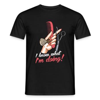 Ciseaux de coiffeur cadeau de peigne brosse de coiffure - T-shirt homme - noir - Devant - AI Model Male 178 light (178cm)