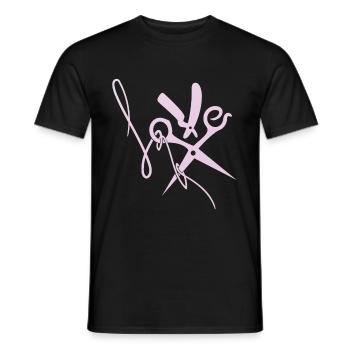 Hairdresser hair LOVE scissors gift - Men's T-Shirt - black - Front - AI Model Male 178 light (178cm)