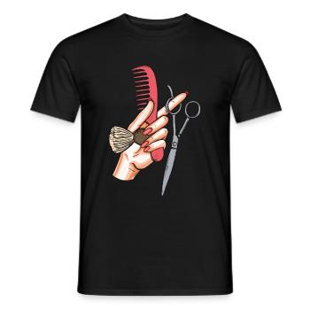 Ciseaux de coiffeur cadeau de peigne brosse de coiffure - T-shirt homme - noir - Devant - AI Model Male 178 light (178cm)