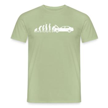 Evolution Auto Schrauber Automechaniker Geschenk - Männer T-Shirt - Sage - Vorne - AI Model Male 178 light (178cm)