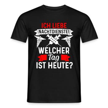 Krankenschwester Nachtdienst witziger Spruch Idee - Männer T-Shirt - Schwarz - Vorne - AI Model Male 178 light (178cm)