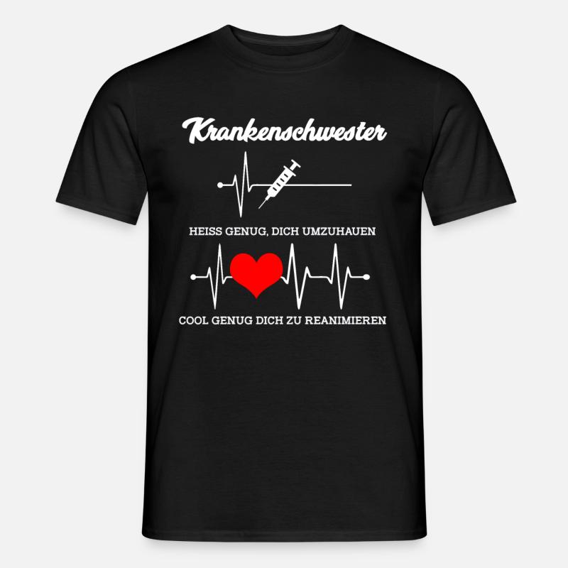 Krankenschwester EKG Herzschlag lustiger Geschenk - Männer T-Shirt - Schwarz