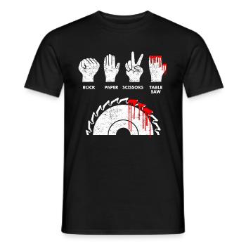 Stein Papier Schere Kreissäge lustiges Geschenk - Männer T-Shirt - Schwarz - Vorne - AI Model Male 178 light (178cm)