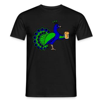 Pfau Bier Bierkrug Lustig Party Feier Geschenk - Männer T-Shirt - Schwarz - Vorne - AI Model Male 178 light (178cm)