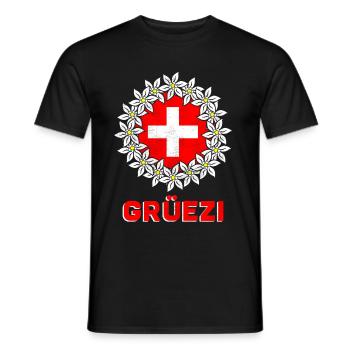 Schweiz Schweizer Grüezi Switzerland Geschenk - Männer T-Shirt - Schwarz - Vorne - AI Model Male 178 light (178cm)