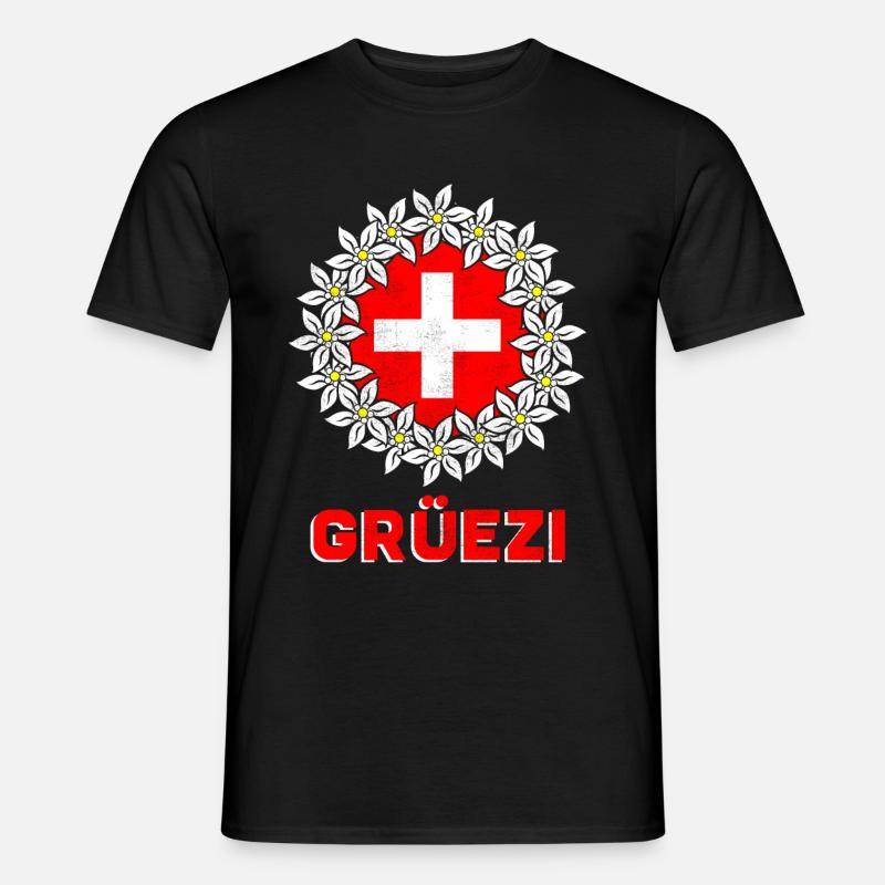 Schweiz Schweizer Grüezi Switzerland Geschenk - Männer T-Shirt - Schwarz