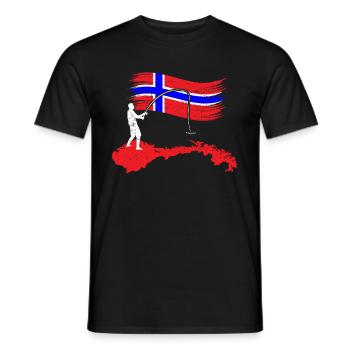 Norway north fishing gift Scandinavia - Men's T-Shirt - black - Front - AI Model Male 178 light (178cm)