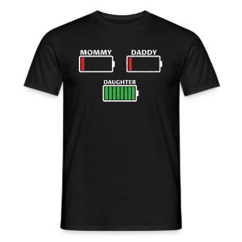 Mother Mom Father Papa Battery Empty Daughter Gift - Men's T-Shirt - black - Front - AI Model Male 178 light (178cm)
