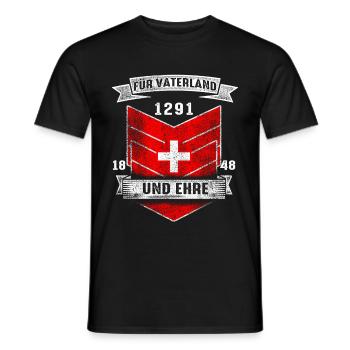 1291 Schweiz Flagge Vaterland Ehre Stolz Geschenk - Männer T-Shirt - Schwarz - Vorne - AI Model Male 178 light (178cm)