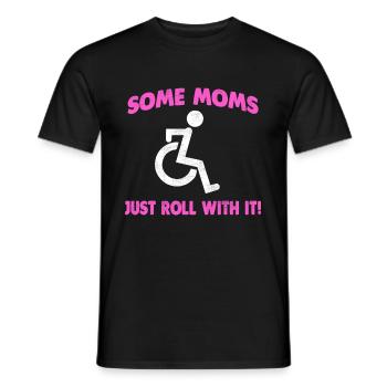 Chemise drôle de maman en fauteuil roulant handicapé - T-shirt homme - noir - Devant - AI Model Male 178 light (178cm)