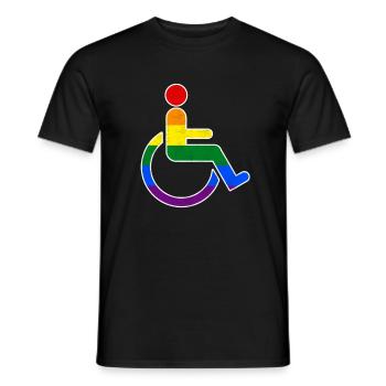 Lustiges Schwuler Rollstuhlfahrer Regenbogen Shirt - Männer T-Shirt - Schwarz - Vorne - AI Model Male 178 light (178cm)
