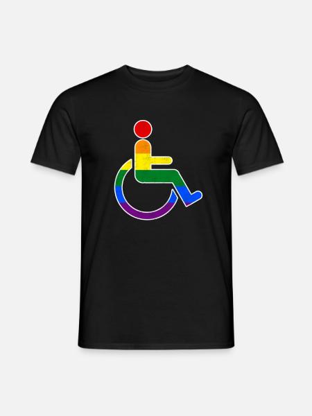 Sjove homoseksuelle kørestols regnbuetrøje - Mænd T-shirt - sort