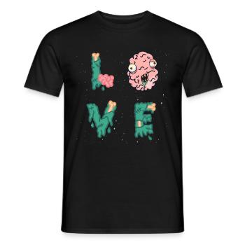 Halloween zombie monster brain love brains - Men's T-Shirt - black - Front - AI Model Male 178 light (178cm)