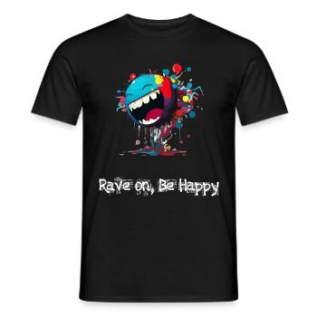 Rave on be happy - Men's T-Shirt - black - Front - AI Model Male 178 light (178cm)