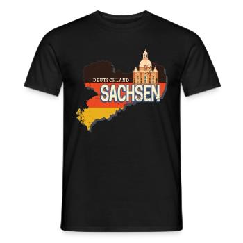 Saxony Germany Retro State Map - Men's T-Shirt - black - Front - AI Model Male 178 light (178cm)