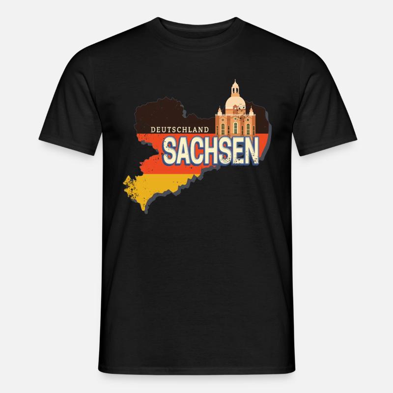 Saxony Germany Retro State Map - Men's T-Shirt - black