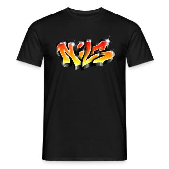 Graffiti NILS Print on everything - Men's T-Shirt - black - Front - AI Model Male 178 light (178cm)