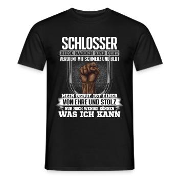 SCHLOSSER - Ehre und Stolz - Männer T-Shirt - Schwarz - Vorne - AI Model Male 178 light (178cm)