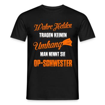 Krankenschwester Shirt: Wahre Helden OP Schwester - Männer T-Shirt - Schwarz - Vorne - AI Model Male 178 light (178cm)