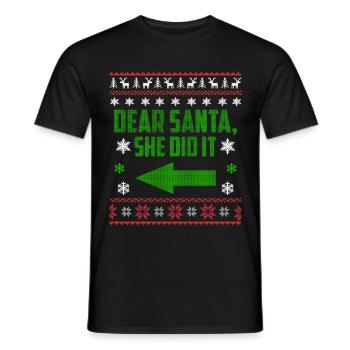 Dear Santa, She Did It - Men's T-Shirt - black - Front - AI Model Male 178 light (178cm)