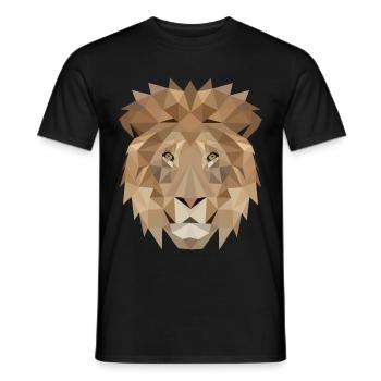 Lion Polygon Lion Head Zodiac Sign Gift Idea - Men's T-Shirt - black - Front - AI Model Male 178 light (178cm)