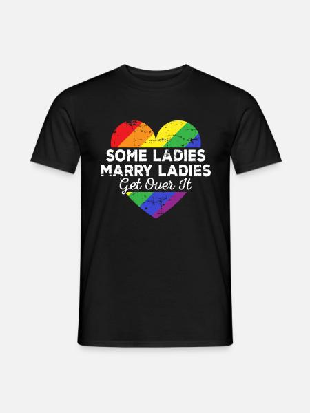 Wife marries wife wedding lesbian lesbian JGA - Men's T-Shirt - black