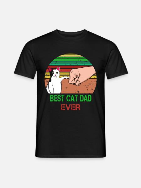 Best Cat Dad Ever Retro Geschenk - Männer T-Shirt - Schwarz