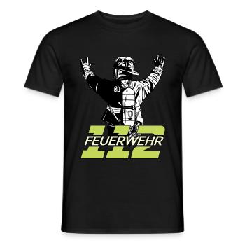 Feuerwehrmann 112 Feuerwehr Lebensretter Geschenk - Männer T-Shirt - Schwarz - Vorne - AI Model Male 178 light (178cm)