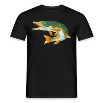 Pike fish pike fishing gift polygon - Men's T-Shirt - black - Front - AI Model Male 178 light (178cm)