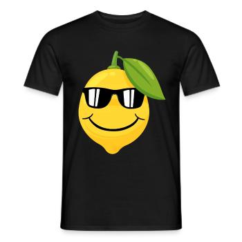 Funny lemon face with sunglasses. - Men's T-Shirt - black - Front - AI Model Male 178 light (178cm)
