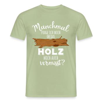 Si le bois me manque Menuiserie Menuisier en bois - T-shirt homme - vert sauge - Devant - AI Model Male 178 light (178cm)