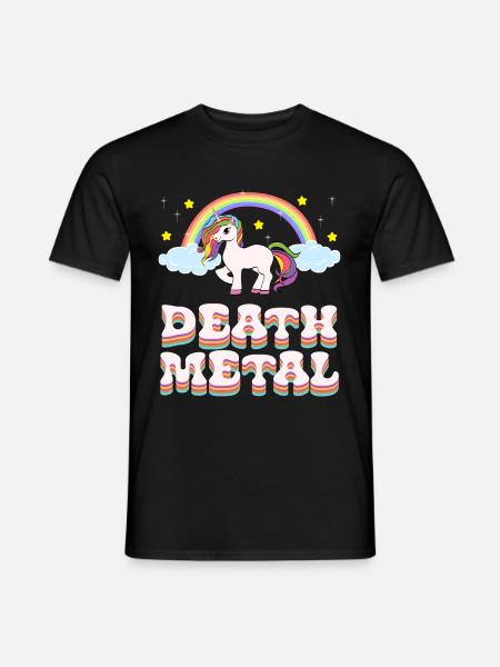 Lustiges Death Metal Einhorn Regenbogen T-Shirt Ge - Männer T-Shirt - Schwarz