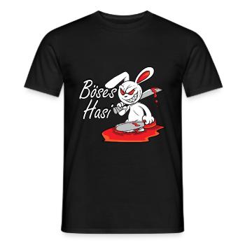 Böses Horror Hasi Lustiges Hasen Spruch Oster Gesc - Männer T-Shirt - Schwarz - Vorne - AI Model Male 178 light (178cm)