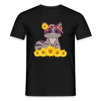 Raccoon Bandana Funny Animal Sunflowers Sweet Wa - Men's T-Shirt - black - Front - AI Model Male 178 light (178cm)