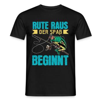 Rute Raus Der Spaß Beginnt Fischen Köder Angler - Männer T-Shirt - Schwarz - Vorne - AI Model Male 178 light (178cm)