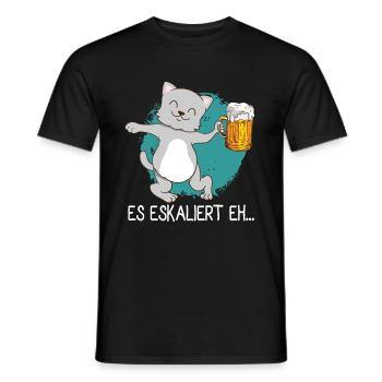 Lustiges es eskaliert eh Katzen Party Design - Männer T-Shirt - Schwarz - Vorne - AI Model Male 178 light (178cm)