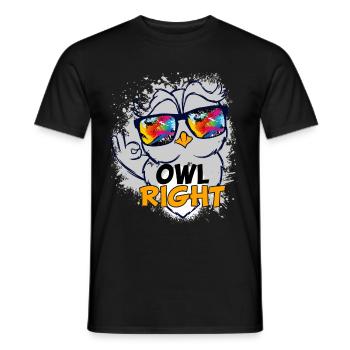 Eulen Uhu Owl Cartoon Right Cooler Uhu Style - Männer T-Shirt - Schwarz - Vorne - AI Model Male 178 light (178cm)