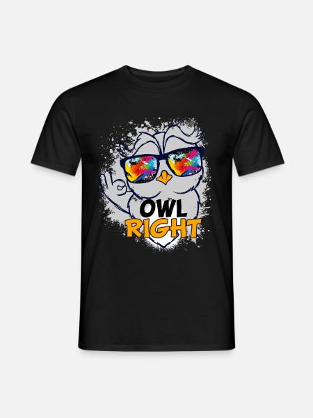 Eulen Uhu Owl Cartoon Right Cooler Uhu Style - Männer T-Shirt - Schwarz