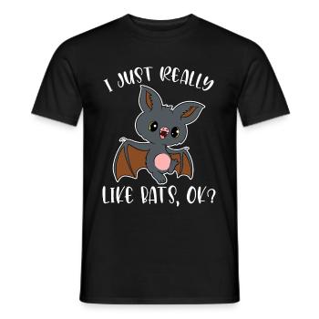 J’aime les chauves-souris, douce chauve-souris d’Halloween - T-shirt homme - noir - Devant - AI Model Male 178 light (178cm)