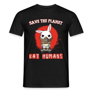 Rette den Planeten Eat Humans Vegetarian - Männer T-Shirt - Schwarz - Vorne - AI Model Male 178 light (178cm)