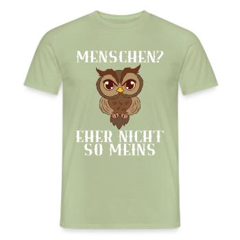 Eulen Nachtvogel Vögel Menschen Eher Nicht So - Männer T-Shirt - Sage - Vorne - AI Model Male 178 light (178cm)
