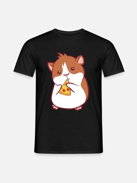 Cochon d'Inde et hamster avec pizza fast food - T-shirt homme - noir