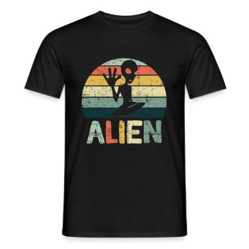 Aliens Alien UFO Aliens Sci-Fi Nouveau - T-shirt homme - noir - Devant - AI Model Male 178 light (178cm)