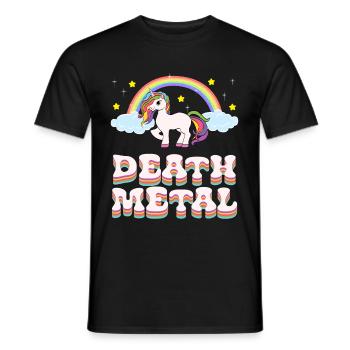 Lustiges Death Metal Einhorn Regenbogen T-Shirt - Männer T-Shirt - Schwarz - Vorne - AI Model Male 178 light (178cm)