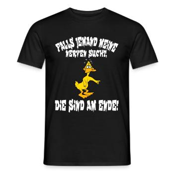 Falls jemand meine Nerven sucht, die sind am Ende - Männer T-Shirt - Schwarz - Vorne - AI Model Male 178 light (178cm)