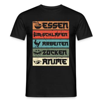 Anime Essen Schlafen - Baka Kawaii Manga - Männer T-Shirt - Schwarz - Vorne - AI Model Male 178 light (178cm)