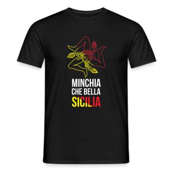 Trinacria Maglietta MINCHIA CHE BELLA Sicilia - Männer T-Shirt - Schwarz - Vorne - AI Model Male 178 light (178cm)