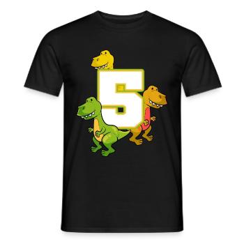 5 Jahre Geburtstags Dinos Jungs Saurier - Männer T-Shirt - Schwarz - Vorne - AI Model Male 178 light (178cm)