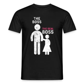 Le vrai patron père fille fille - T-shirt homme - noir - Devant - AI Model Male 178 light (178cm)